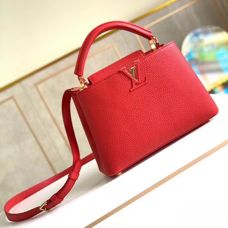 Louis Vuitton CAPUCINES BB Taurillon Leather Bag M52689 Red